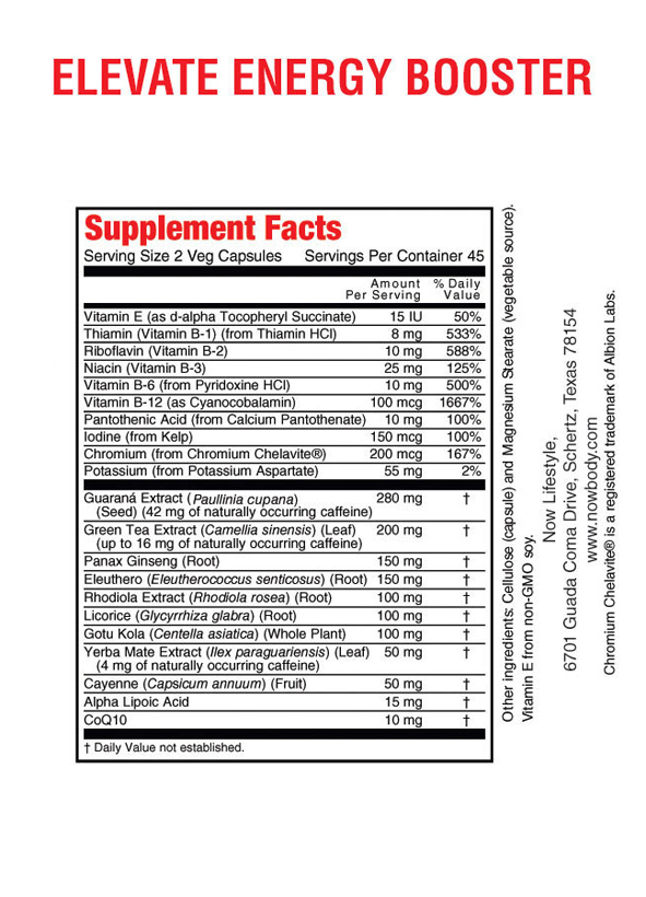 nutrition facts elevate energy booster