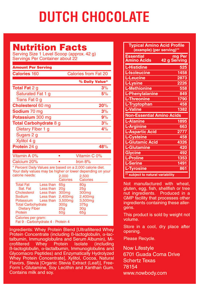 nutrition facts protein chocolate
